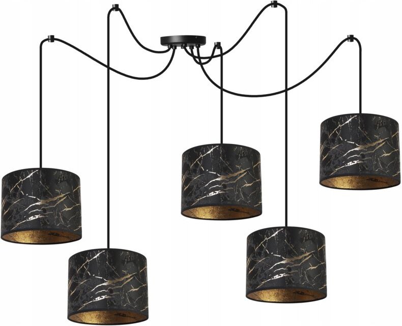 Decken-Hängelampe, Lampenschirm mit Spinnenmuster, Gold