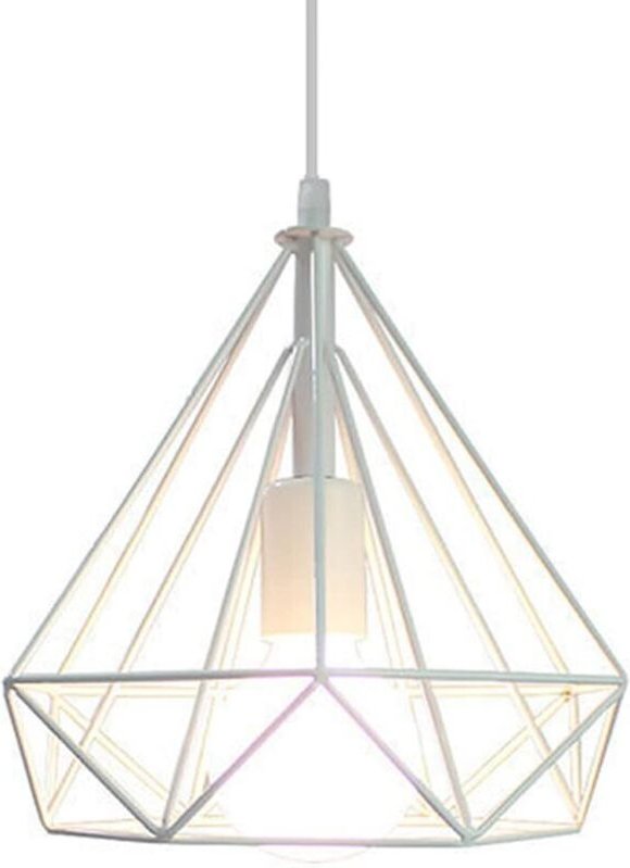 Industrielle Pendelleuchte Metall Eisen Hängende Deckenleuchte e27 Ø25CM für Wohnzimmer Esszimmer,Weiß