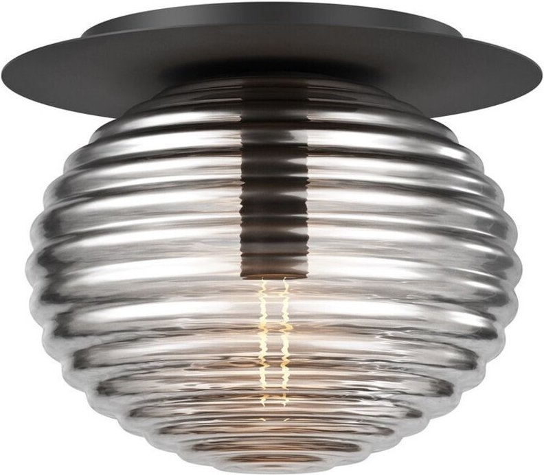 Thumbnail - Maytoni Reels Moderne Globe Deckenleuchte Schwarz 1xE27 Rauchfarbener Schirm