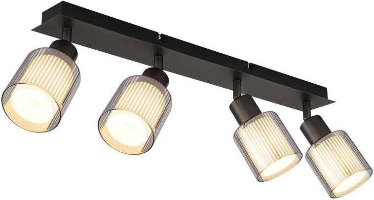 Deckenleuchte Deckenlampe Wohnzimmerlampe Metall schwarz matt Glas opal L 56 cm