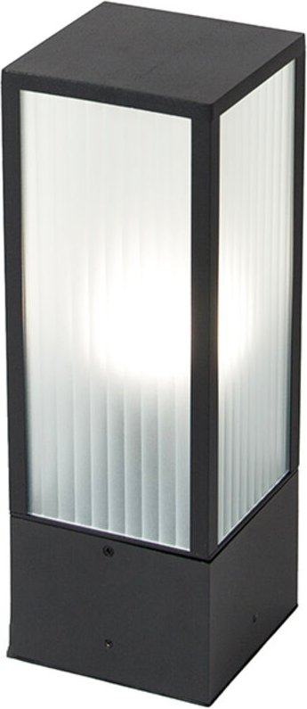 Thumbnail - Qazqa - Smarte Steh-Außenleuchte schwarz mit geriffeltem Glas 40 cm inkl. wlan A60 - Charlois