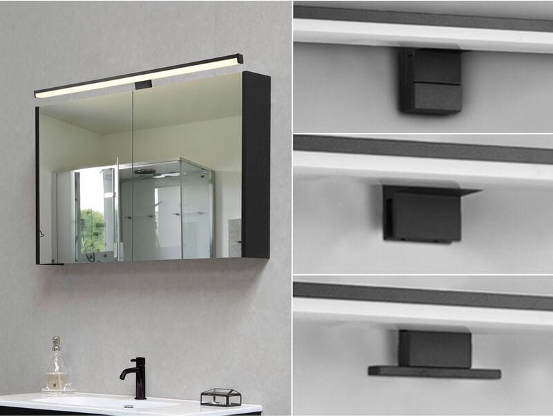 LED Badezimmer Wandleuchte LINO in Schwarz - Spiegelleuchte, Breite 60cm