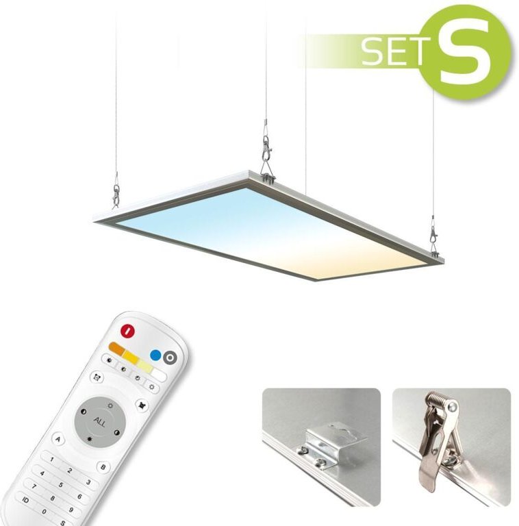 CCT LED Panel 60x30cm Spezialmontageset 22W 3000K-6000K inkl. Fernbedienung, Seilabhängung und Halter