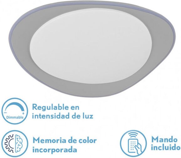 Fabrilamp - Deckenleuchte 72w daire grau 3000-4000-6500k 5616lm 7x55x55cm remote+reg.int+memoria