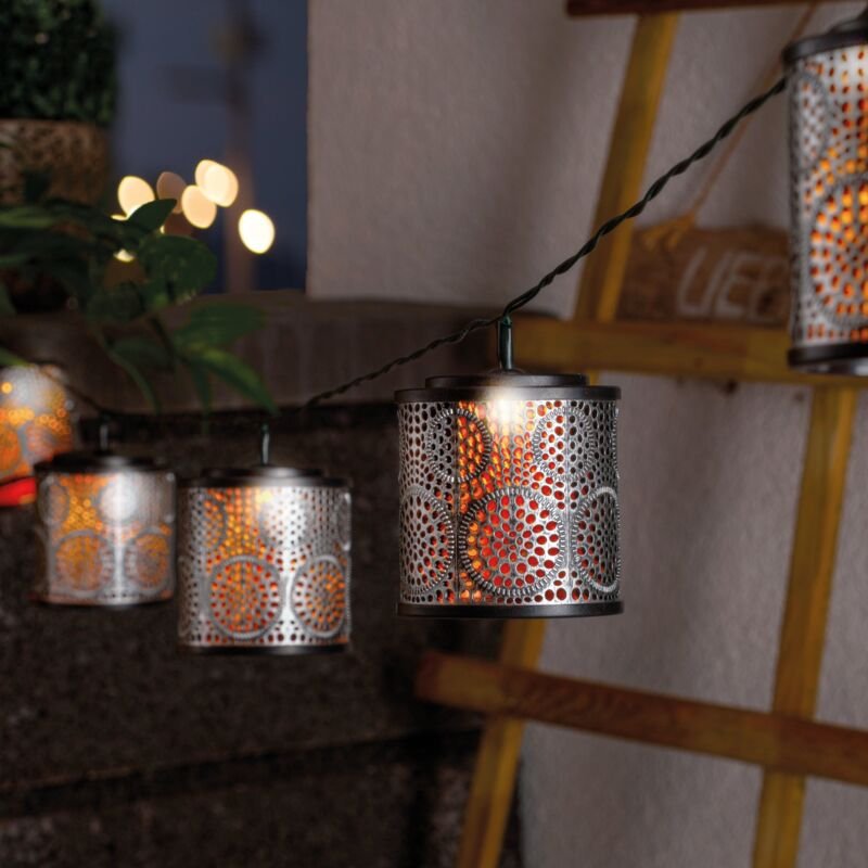 esotec Solar Laternen-Lichterkette Marokko silber gold wetterfest outdoor 102802