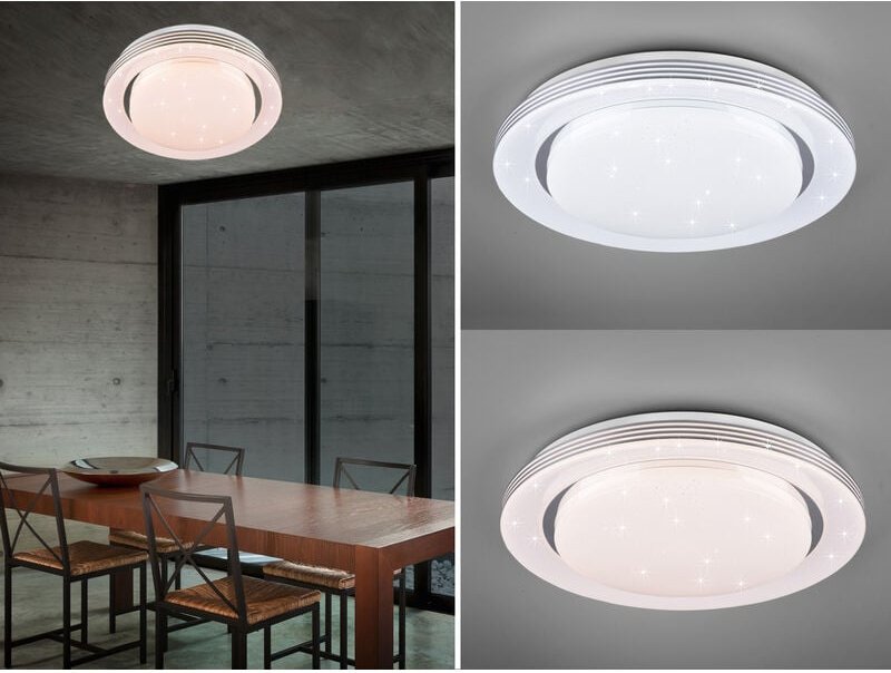 Reality - led Deckenleuchte atria Fernbedienung dimmbar Sternenhimmel Weiß, ø 27cm