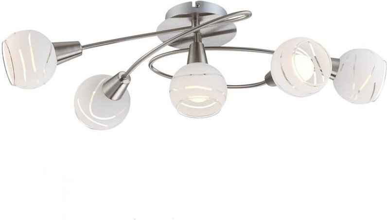 Globo - 5-flammige Deckenleuchte mit E14 led, Glasschirme satiniert mit Muster, b: 62cm