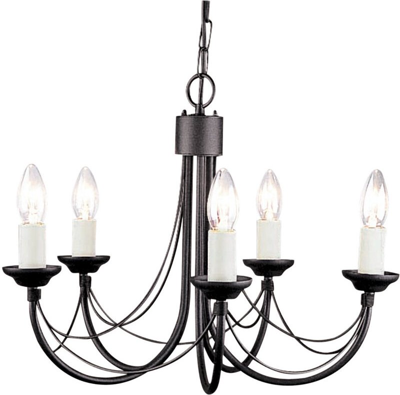 Carisbrooke - 5 Light Chandelier Black Finish, E14 - Elstead