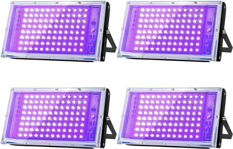100 w UV-LED-Schwarzlicht, leistungsstarker UV-Strahler, IP66, 395 nm UV-Lampe für Weihnachten, Halloween-Lichtparty (4 ...