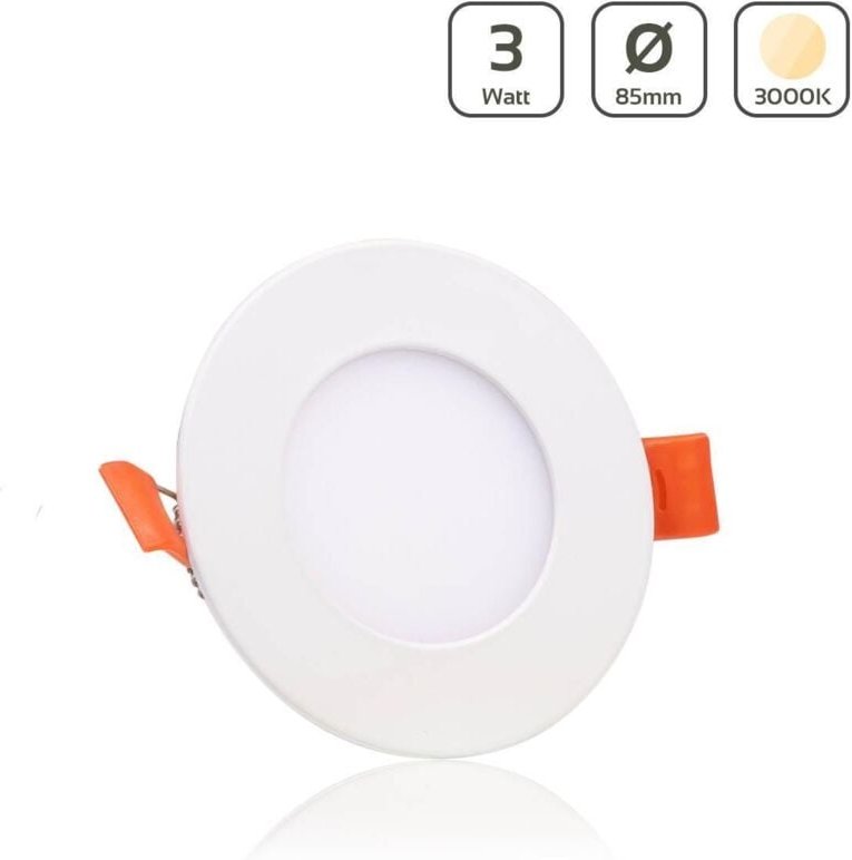 LED Panel Einbaustrahler rund weiss - Lichtfarbe: Warmweiß 3000K - Ausführung: 3W Ø85mm Ausschnitt Ø75mm