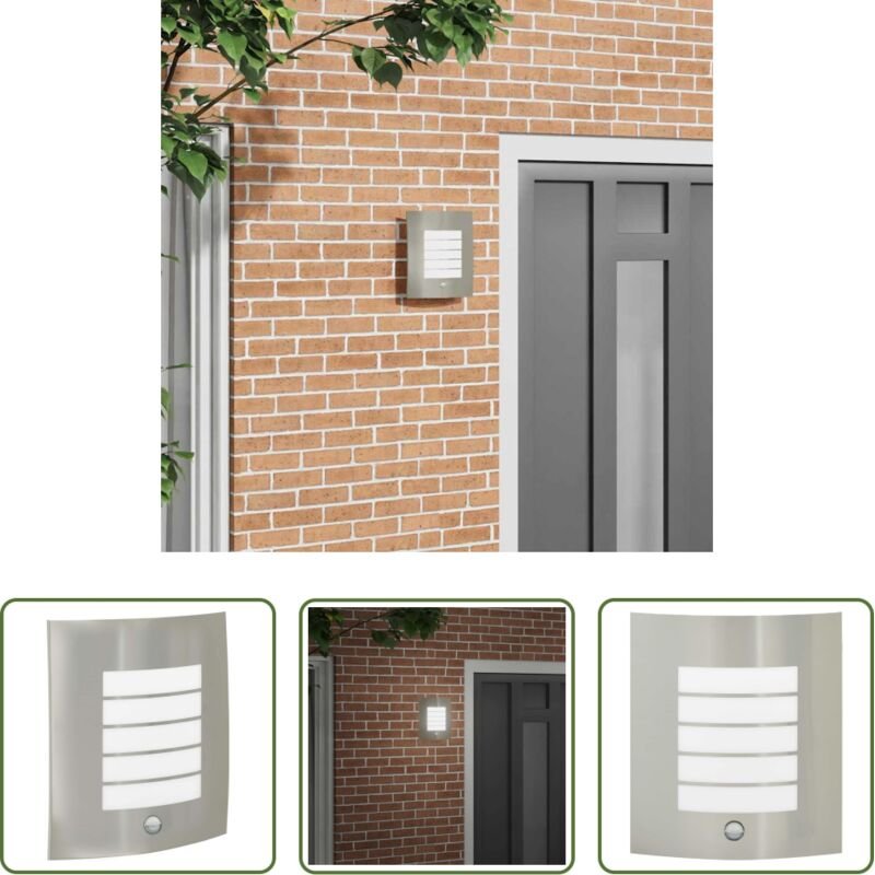 vidaXL Terrassenbeleuchtung - Außenwandleuchte Silber 23,5 x 9 x 26 cm Edelstahl und Plastik