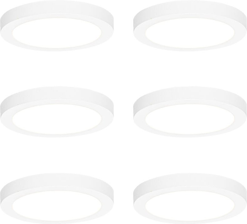 Set mit 6 Einbau- oder Aufbauspots weiß 18 cm inkl. led 3-Stufen-Dim-to-Warm - Trans