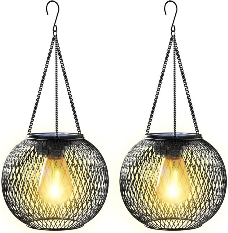 Solarlaterne Garten Im Freien, Solarlampe Im Freien 2 Solarleuchten Garten Im Freien Hängend Metall IP65 Solarlaterne Im...