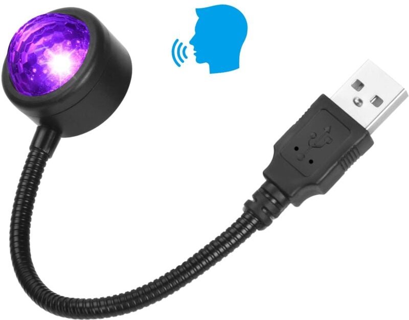 Beijiyi - Auto-Dachlampe, Mini-romantische LED-Auto-Innenbeleuchtung mit Sprachsteuerung und 4 Farben, 9 Arbeitsmodi, ei...