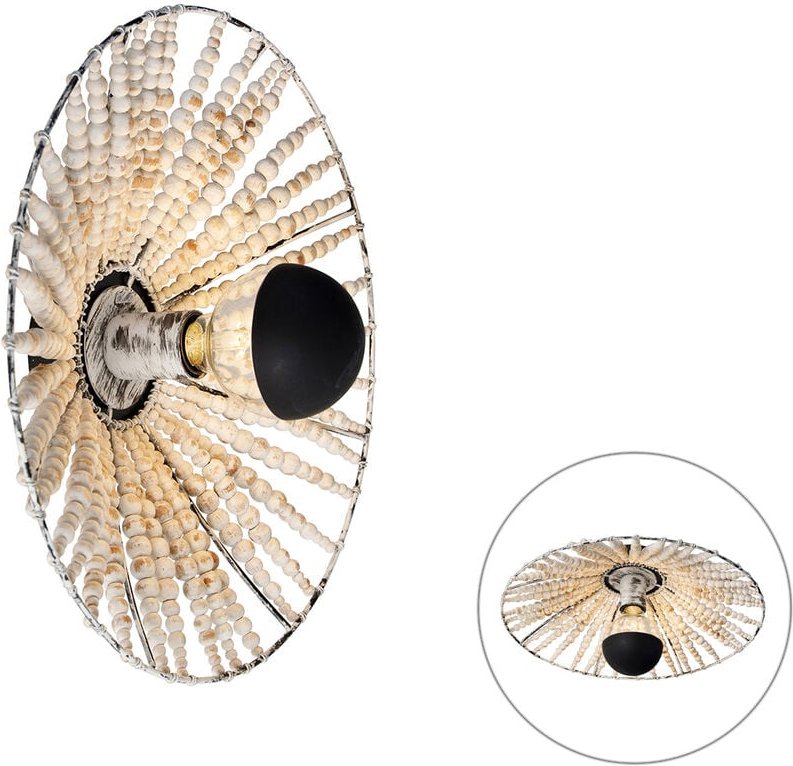 Orientalische Wandleuchte beige mit Perlen - Moti