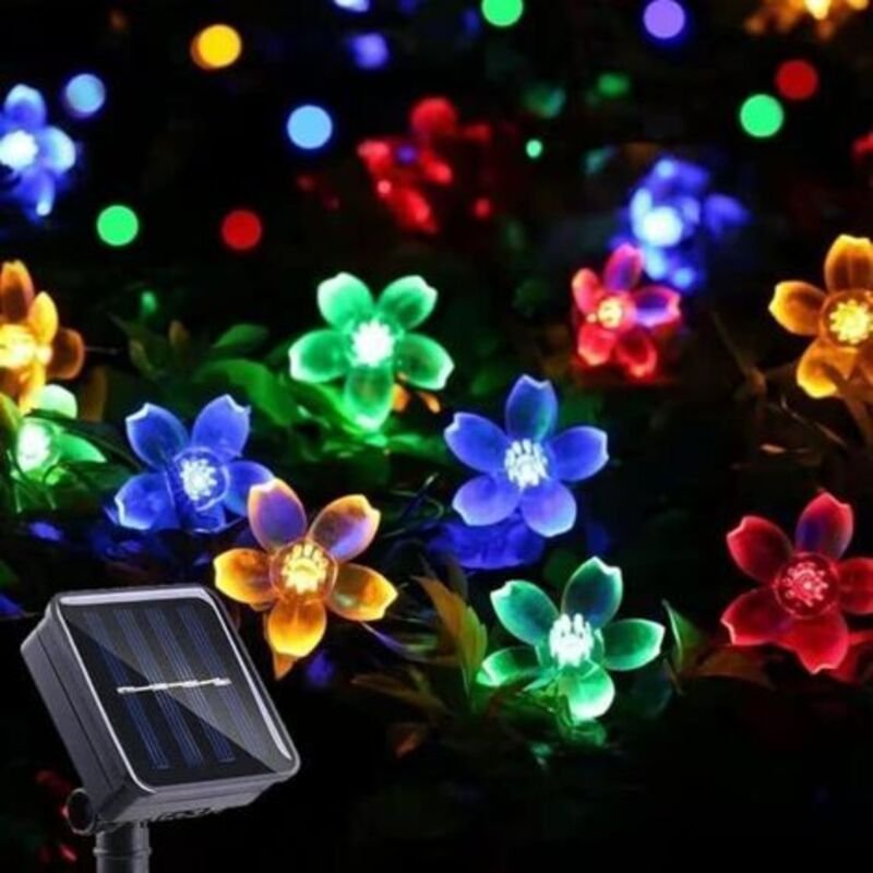 Solar Lichterkette Kirschblüten Fee 50LED 8 Modi Außen Wasserdicht Garten Weihnachten Terrasse Innendekoration Multicolo...