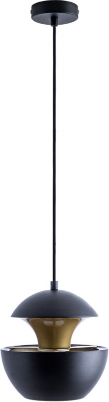 Pendelleuchte Hängelampe Esstischlampe 1,5m Textilkabel Kürzbar Indirektes Licht Schwarz-Messingfarben, Ø20 cm - Paco Ho...