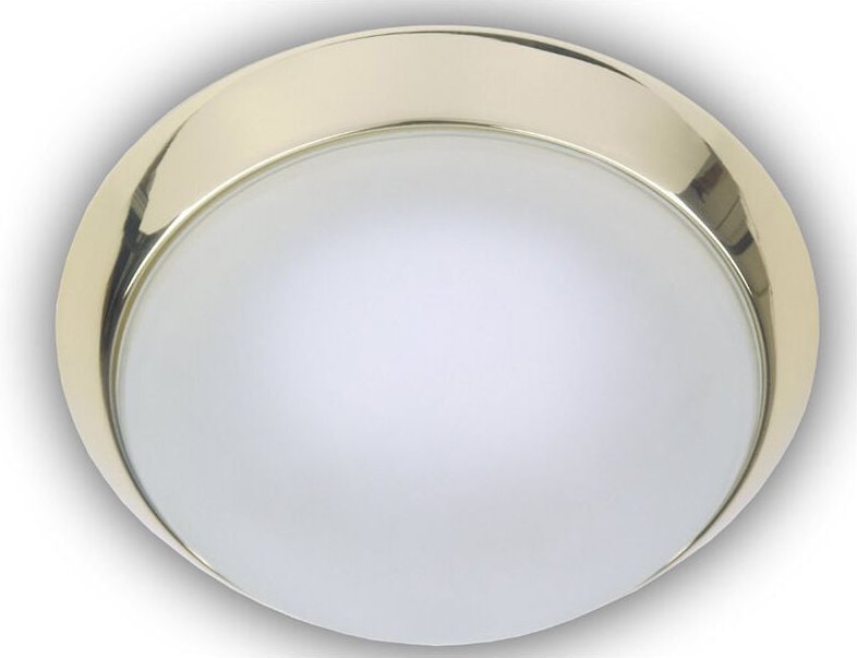 Niermann - Deckenleuchte, Glas satiniert mit Klarrand, Dekorring Messing poliert, ø 25cm