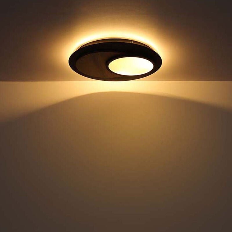 Deckenlampe Deckenleuchte Backlight Esszimmerlampe schwarz Holzoptik LED D 48 cm