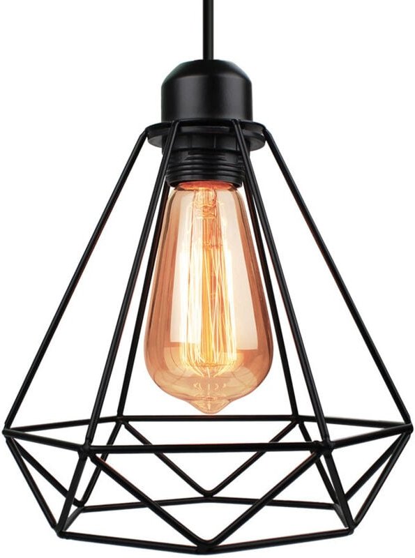 Pendelleuchte, Hängelampe im Industri Stil, Kronleuchter mit Ø20cm Diamant Käfig für Wohnzimmer Schlafzimmer Esszimmer S...