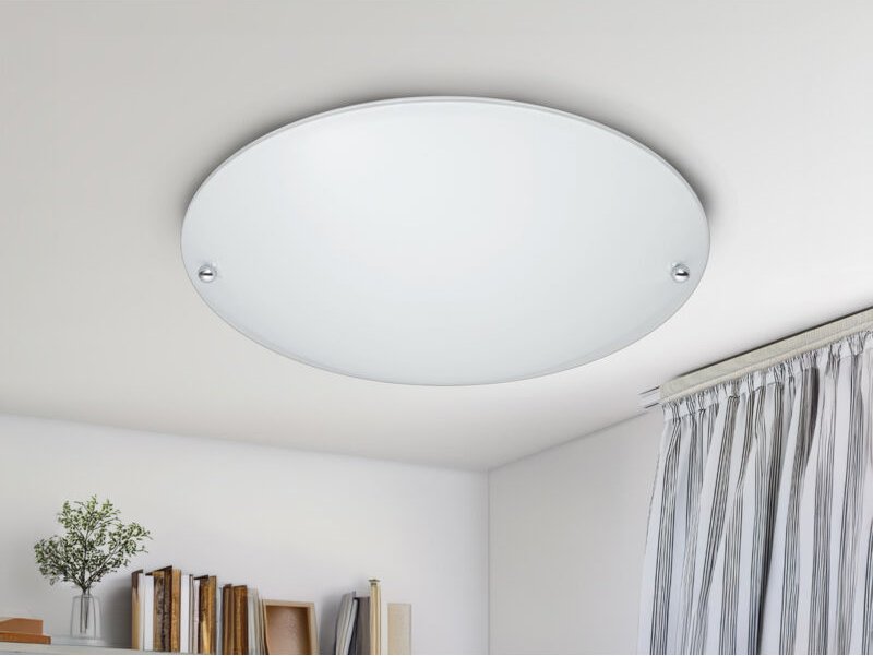 Led Deckenschale mit Glas Lampenschirm Weiß matt, ø 25cm