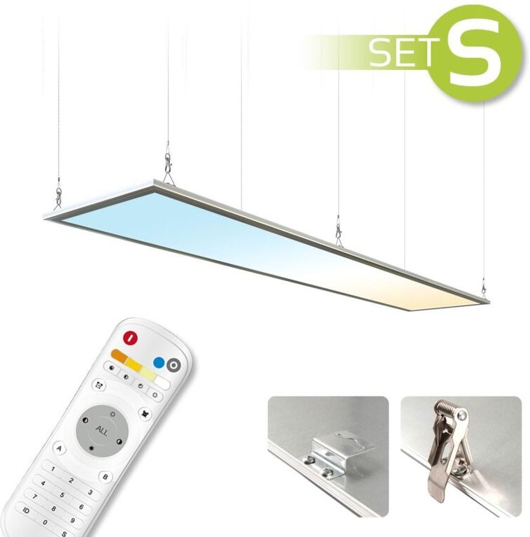 CCT LED Panel 150x30cm Spezialmontageset 48W 3000K-6000K inkl. Fernbedienung, Seilabhängung und Halter