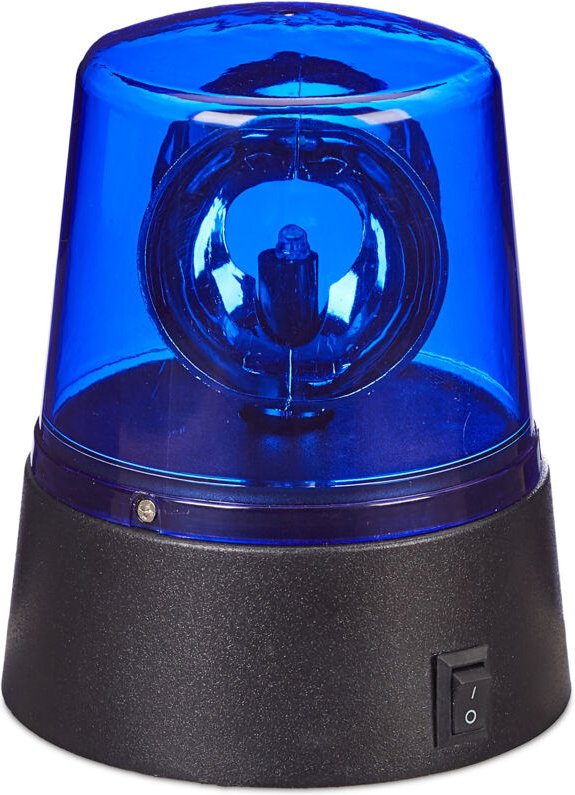 4 x led Blaulicht, Rundumleuchte mit drehendem Reflektor, Partybeleuchtung zum Hinstellen, batteriebetrieben, blau