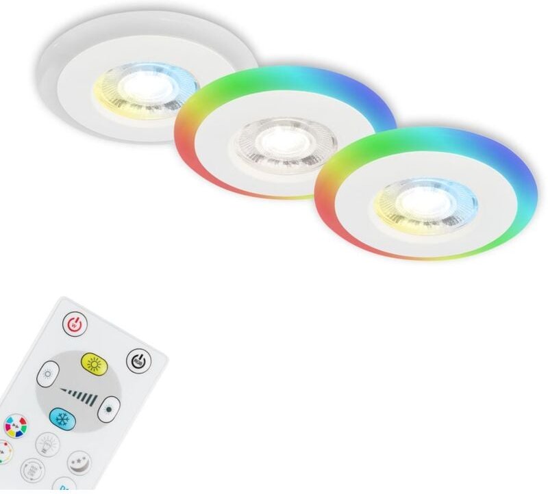 Briloner - led Einbauleuchten cct RGB-Lichtring Fernbedienung dimmbar IP44 weiß