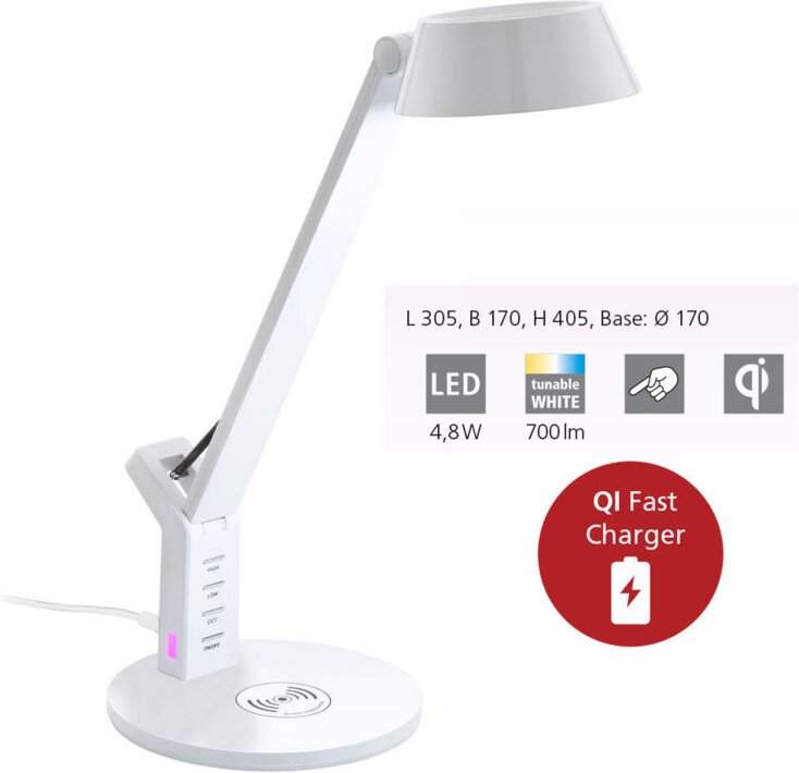 Eglo - Led cct Tischleuchte Banderalo weiß dimmbar mit Ladefunktion Deckenlampen & Kronleuchter