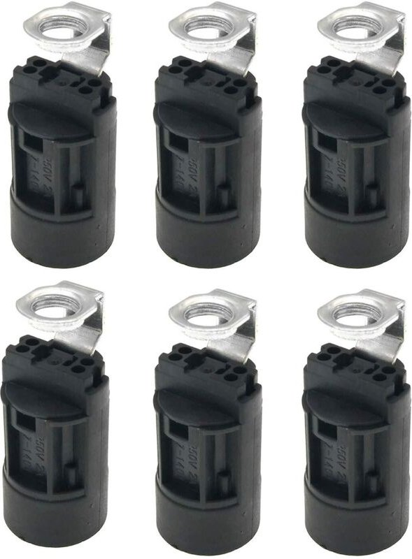 CCYKXA Set mit 6 thermoplastischen Kerzenhaltern E14 SES 52 mm hoch, E14-Fassung mit 1/8IPS Hickey-Gewinde (schwarz)