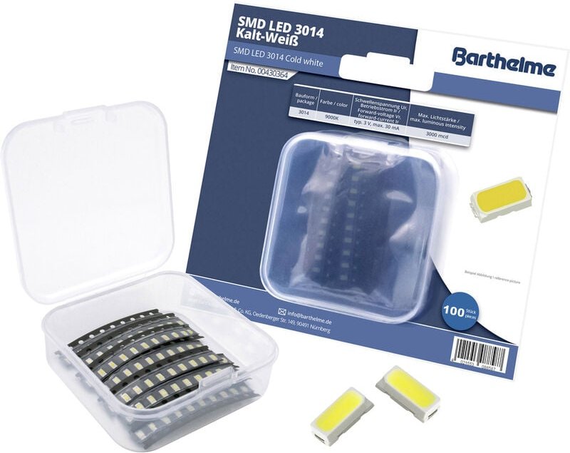 Barthelme - SMD-LED-Set 3014 Kaltweiß 4500 mcd 120 ° 30 mA 3 v 100 St. Bulk