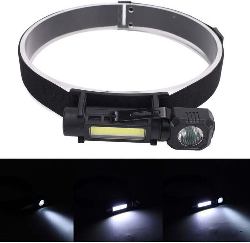 Wiederaufladbare LED-Stirnlampe mit 300 Lumen, USB-Anschluss und 4 Leuchtmodi, wasserdicht (IPX4), für Outdoor-Aktivität...