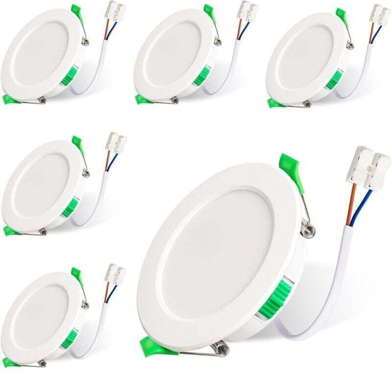 Einbau-LED-Strahler, 230 V, 7 W, 6er-Pack, IP44 wasserdicht, 3000 K, 4000 K, 6500 K, extraflache LED-Strahler für Bad, K...