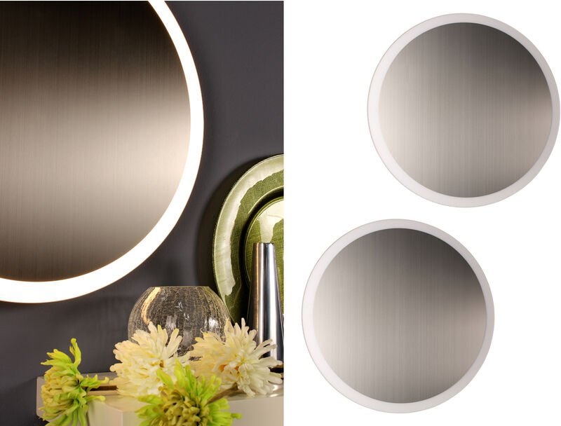 Led Deckenleuchten - 2er set für Wand & Decke, Spiegel Design in Silber, ø 50cm