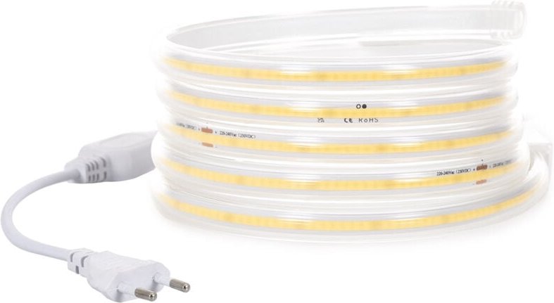 LED-Streifen Dimmbar 220V COB 320 LED/m Neutralweiß 8W/m 720lm/m Breite 12mm Schnitt 50cm IP65 CRI90 nach Maß 20 m
