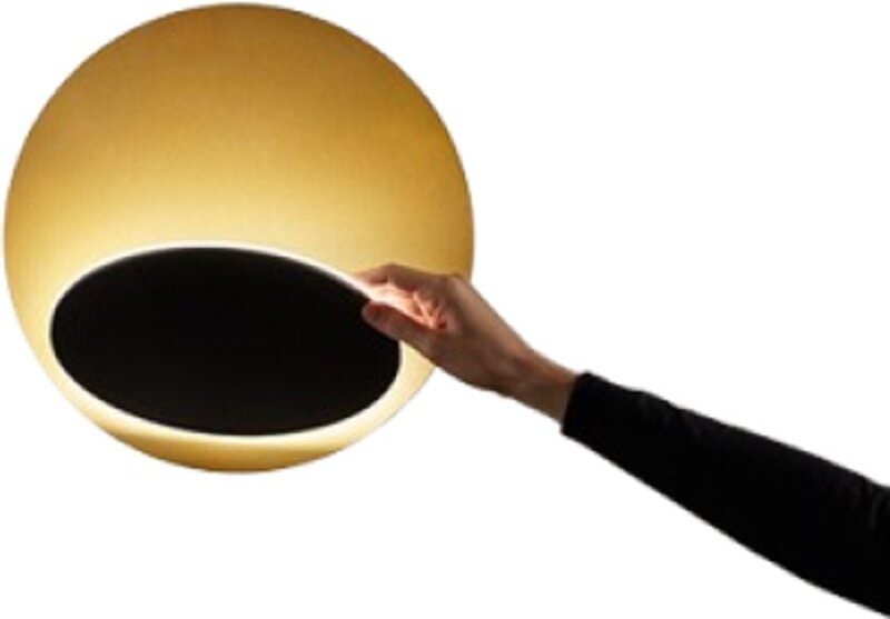 Drum LED-Deckenleuchte aus mattschwarzgoldenem Metall 33W Perenz