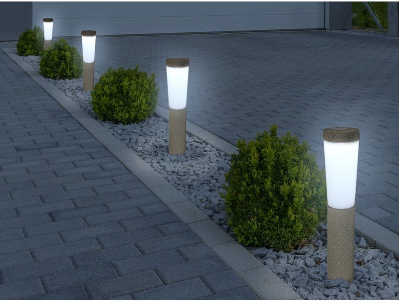 Thumbnail - Solarleuchten 4er Set Erdspießleuchten, Steinoptik grau, H.45,5cm