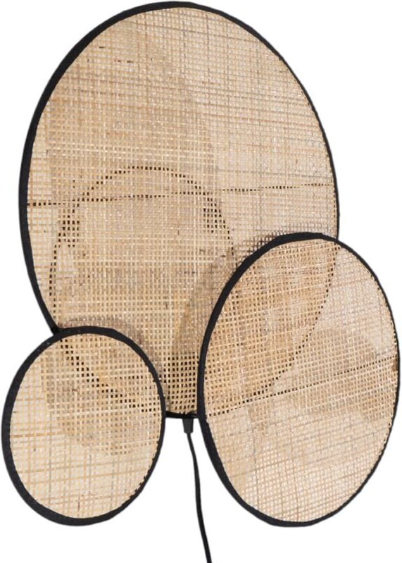 Wandleuchte Circles Rattan Schwarzer Rand E27/ 220-240V 11x52x52cm