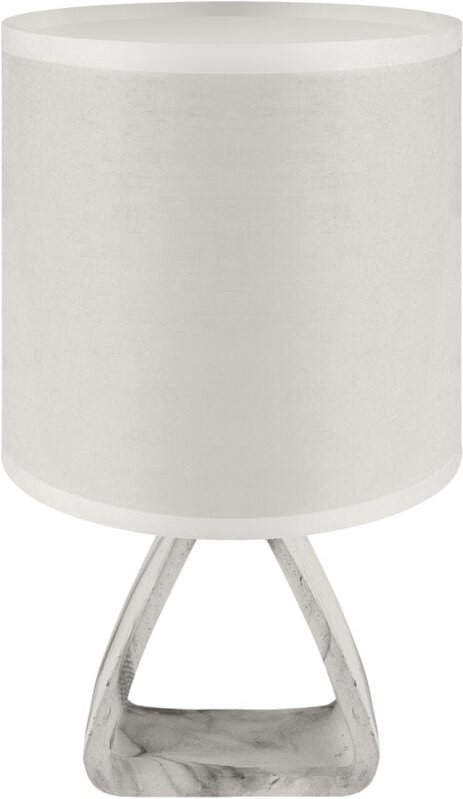 Licht-erlebnisse - Nachttischleuchte Keramik Stoff E14 27 cm Grau Weiß rund Modern Keramikleuchte