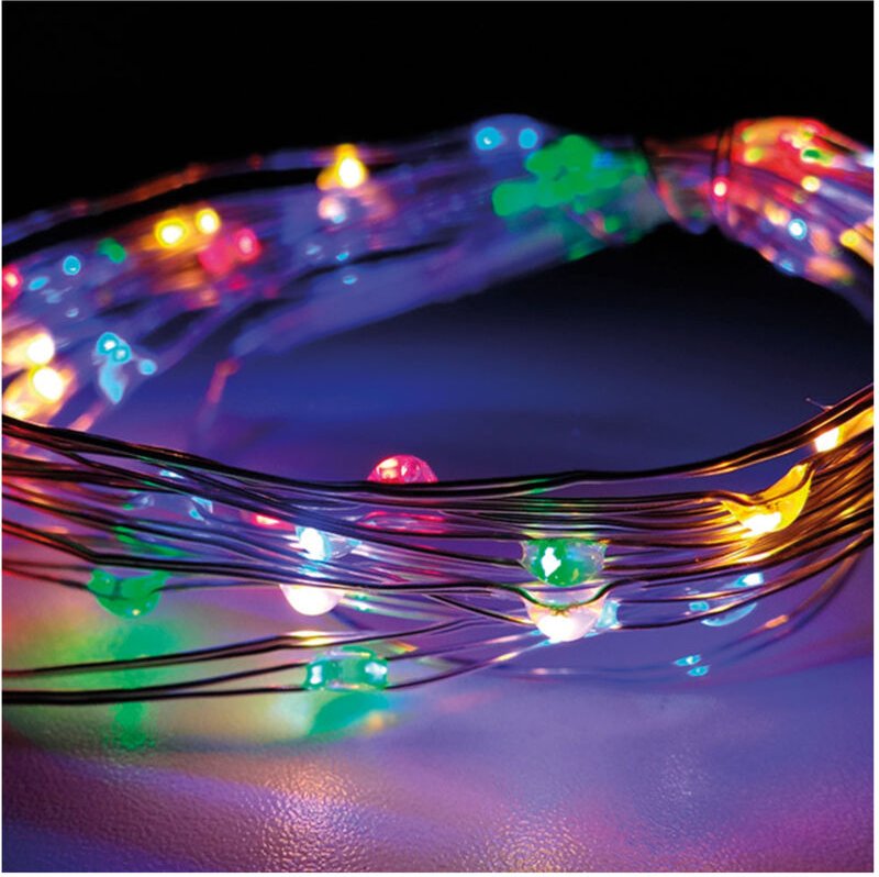 Lichterkette mit Batterien 40 LEDs Mehrfarbig Silbernes Kabel 2,20 m