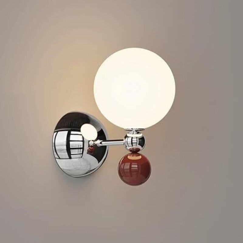 Moderne Wandleuchte mit kugelförmigem Glasschirm, dekorative kugelförmige Wandleuchte, Nachttischleuchte, E27-Fassung, H...