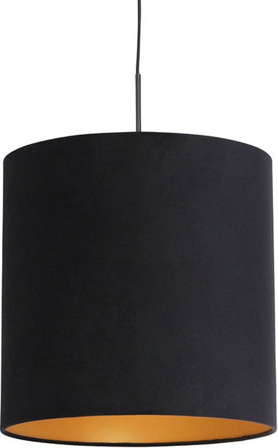 Hängelampe mit Veloursschirm schwarz mit Gold 40 cm - Combi