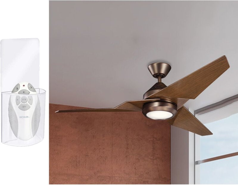 Meinewunschleuchte - Deckenventilator mit Licht und Fernbedienung, Bronze-Holzoptik, ø 152cm