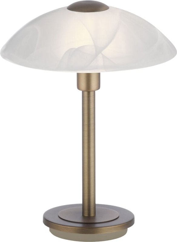 Paul Neuhaus Enova Glas Tischleuchte Antik Messing 1x G9 Dimmbar