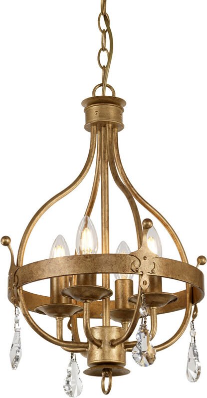 Windsor - 4 Lichtkäfig Anhänger - Gold Patina, E14 - Elstead