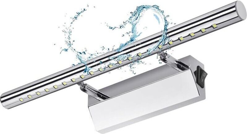 40 cm große Badezimmer-Wandleuchte mit Schalter, 5-W-LED, Wandmontage, wasserdicht (IP44), 180° verstellbar, dekorative ...