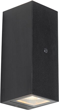 Wandleuchte schwarz IP44 mit Hell-Dunkel-Sensor - Baleno ii