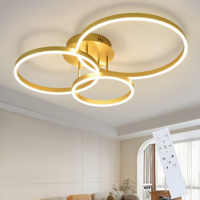 GBLY LED Deckenlampe Deckenleuchte Wohnzimmer - Wohnzimmerlampe Dimmbar 82CM Modern Design Gold 74W Schlafzimmerlampe mi...
