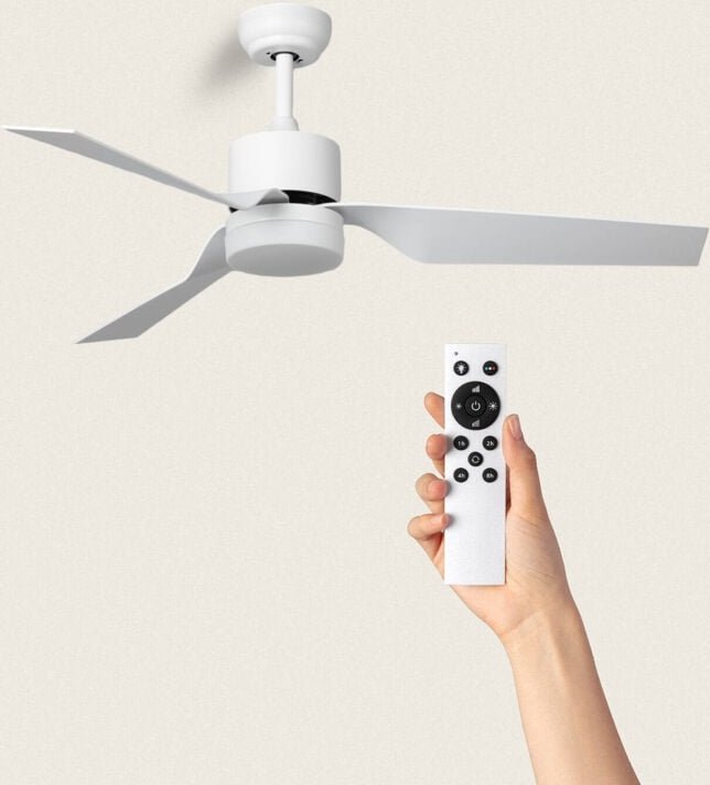 Ledkia - Deckenventilator Lautlos Minimal Weiß 132cm DC-Motor Wählen Klingen: Weiß, Mit Licht, Fernbedienung, WiFi:Nein