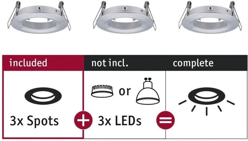 Paulmann 92484 EBL Choose Einbauring 3er Set 10 W Aluminium (gedreht)
